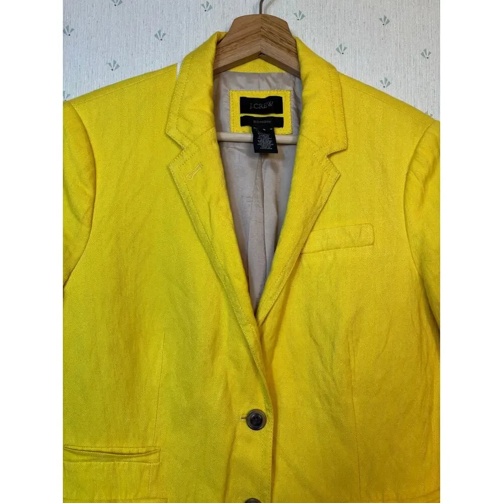 J Crew Schoolboy Blazer Size 8 Yellow Tailored Rayon Business Casual Preppy